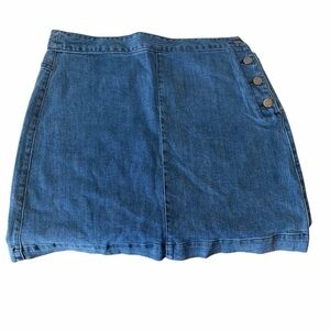 Harper Blue Denim Mini Skirt Size M | Button Accent | Classic Casual Jean Skirt